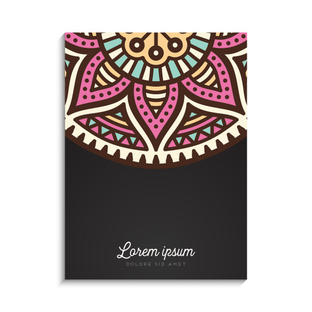 色彩丰富的背景与曼陀罗设计图片下载