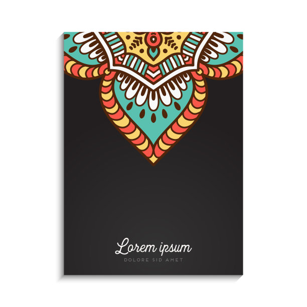 色彩丰富的背景与曼陀罗设计图片下载