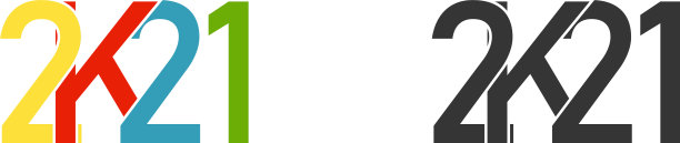 现代扁平风格的2021年新年快乐图标图片下载