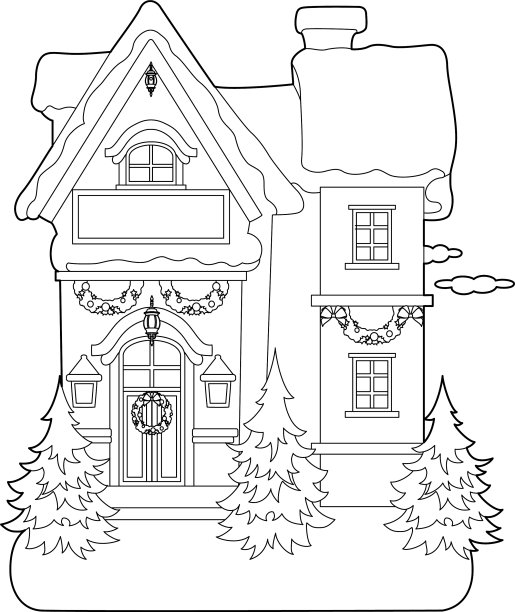 在雪下画一座圣诞屋图片下载