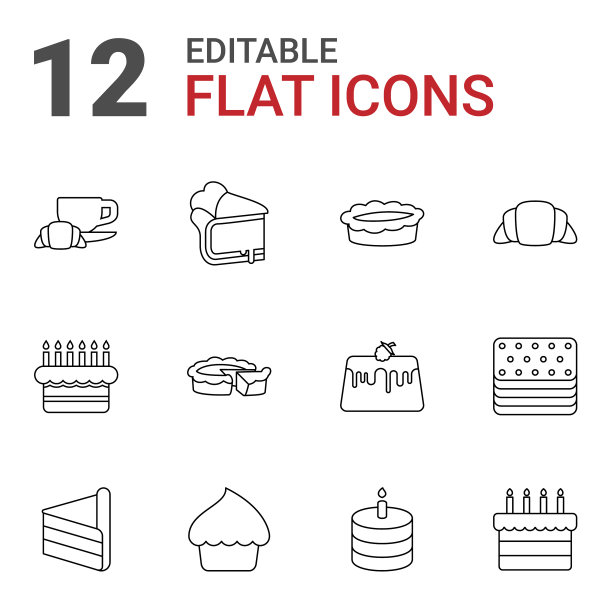 12个糕点图标图片下载