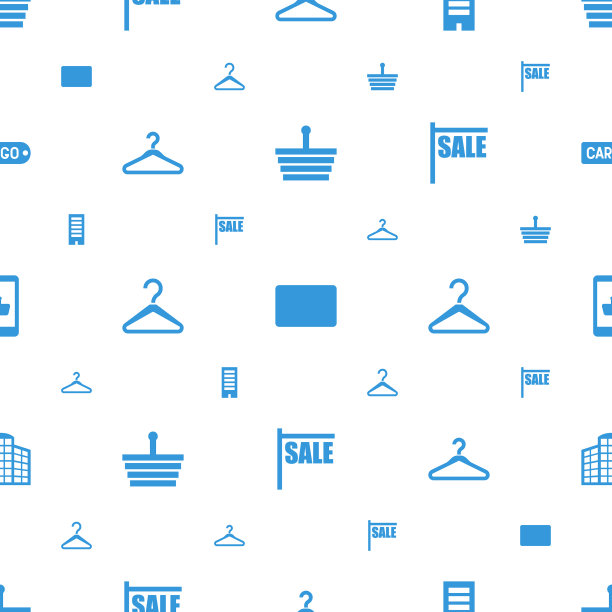 零售图标图案无缝白色背景图片下载