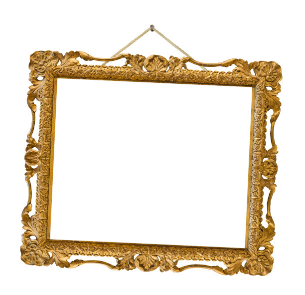 用绳子吊着的旧木制画框图片下载