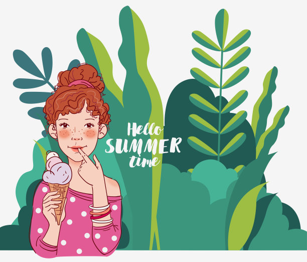 年轻漂亮的女人在吃冰淇淋图片下载