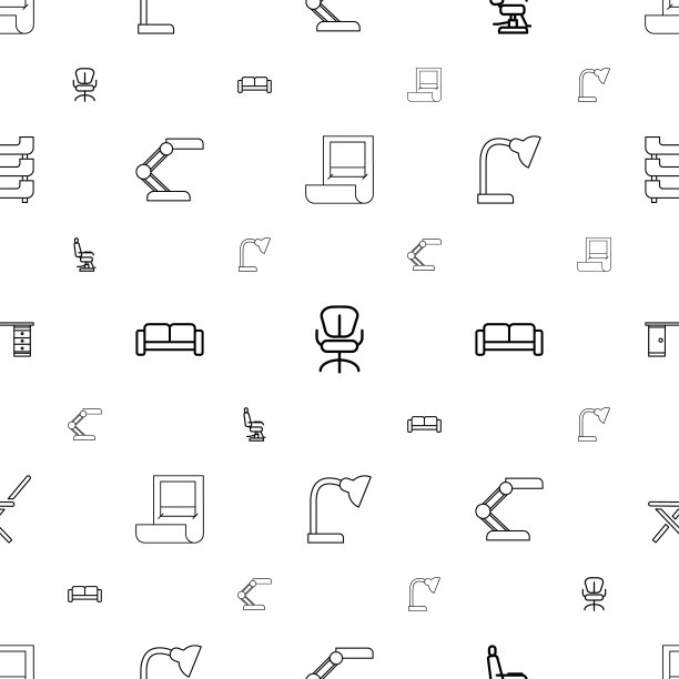 内部图标模式无缝白色背景图片下载