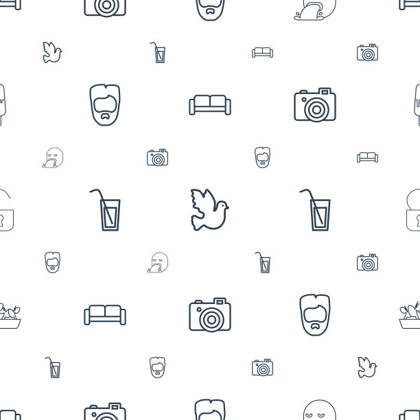 集合图标模式无缝白色背景图片下载