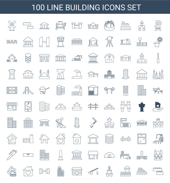 100年建筑图标图片下载
