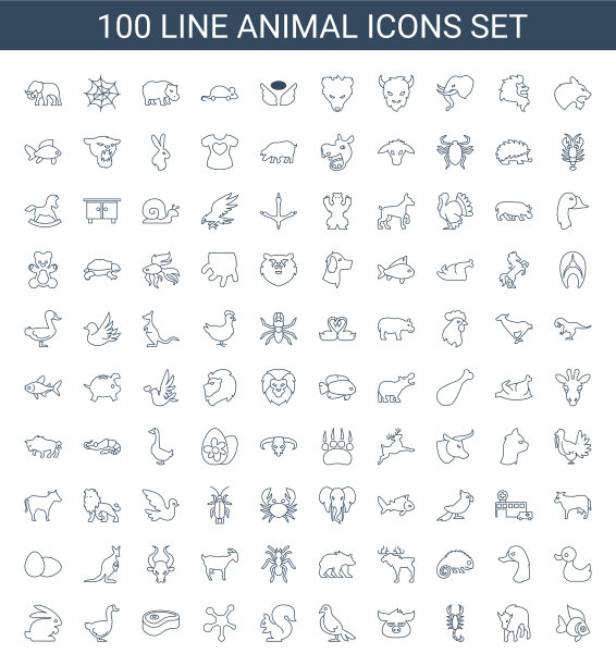 100年动物图标图片下载