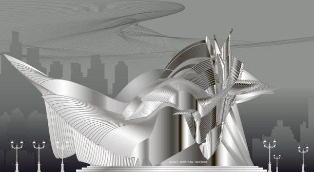 抽象的，几何的，建筑背景。扭曲的建筑线条。幻想模式图片下载