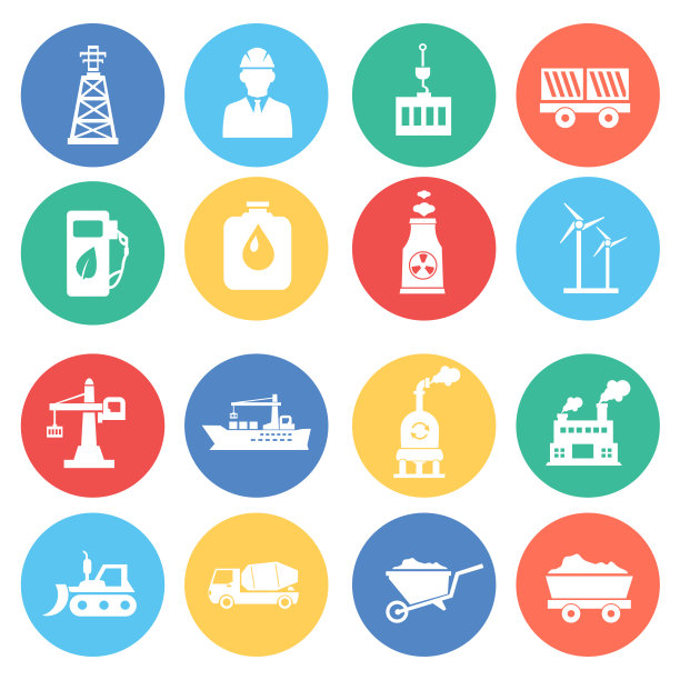 图标设置的工业上的白色背景。矢量图图片下载