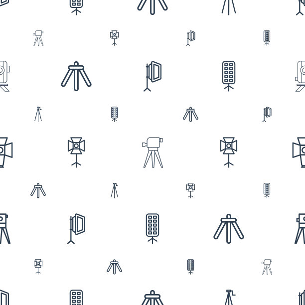 三脚架图标模式无缝白色背景图片下载