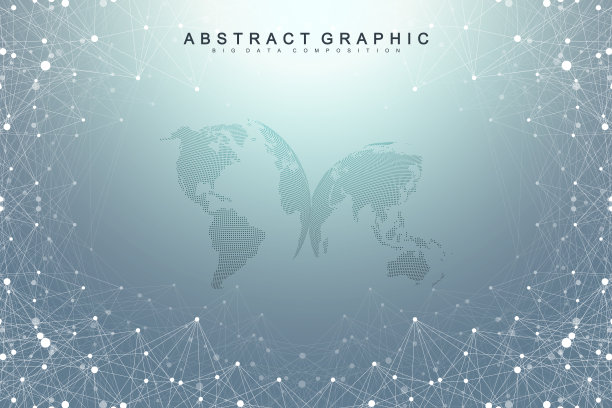 抽象的透视背景与连接的线和点。为你的演示提供网络和连接背景。大数据可视化。平面多边形的背景。矢量插图。图片下载