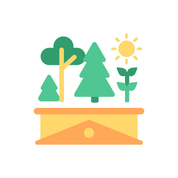 屋顶花园矢量平面颜色图标图片下载