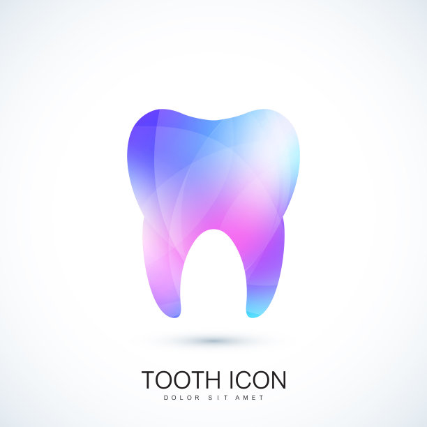 健康牙齿在时尚的充满活力的渐变色彩效果。牙标志图标。牙齿的概念。防止蛀牙的护理和保护。向量模板设计。图片下载