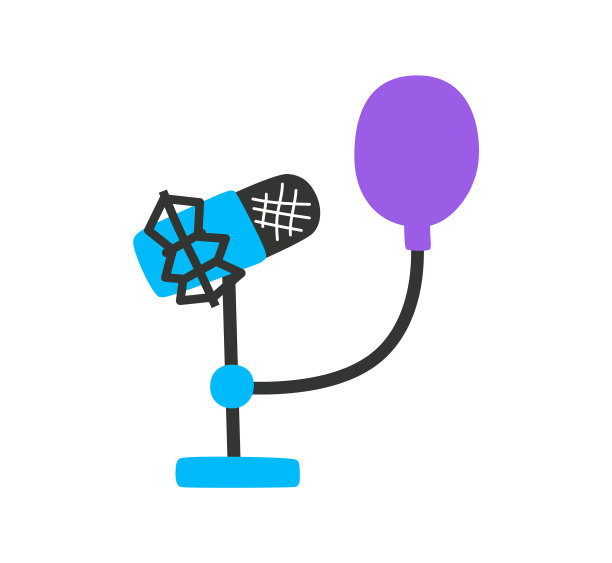 手绘风格的录音室麦克风图片下载