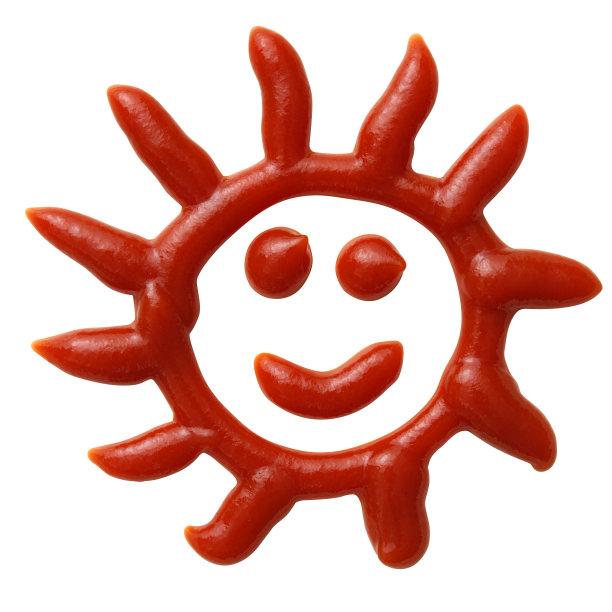 孤立的照片的笑脸写在番茄酱在白色的背景图片下载