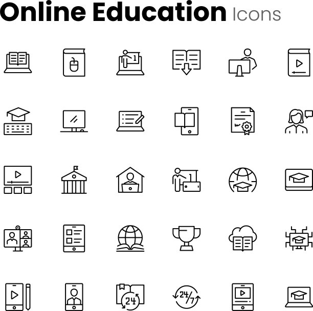 在线教育学习图标集图片下载