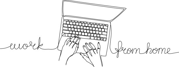 在家工作的概念手在电脑上图片下载