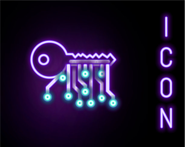 发光的霓虹线加密货币交易所图标图片下载