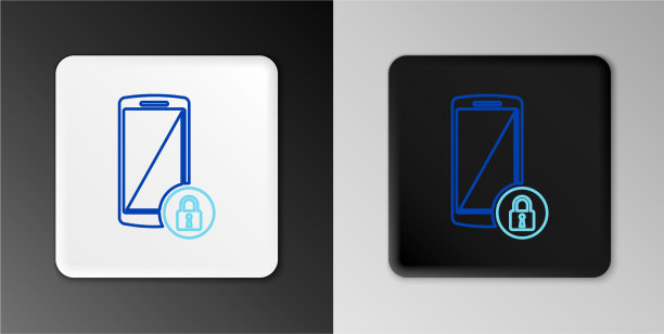 智能手机与封闭的挂锁图标隔离图片下载