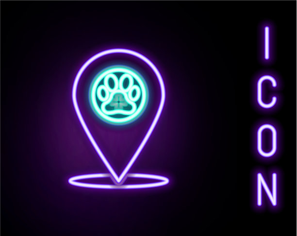 发光的霓虹线地图指针与兽医图片下载
