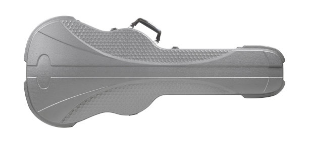 乐器-正面检视银原声吉他硬盒。孤立的图片下载