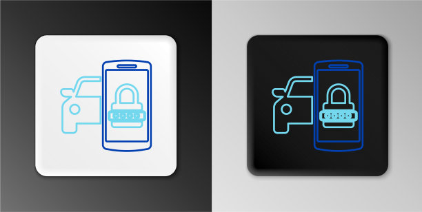 线智能汽车安全系统图标隔离图片下载