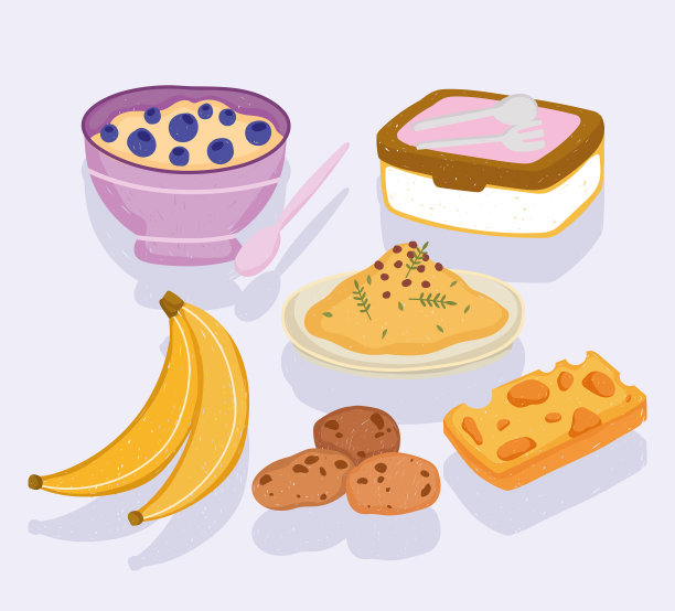 健康的食物，早餐，谷物，香蕉，奶酪图片下载