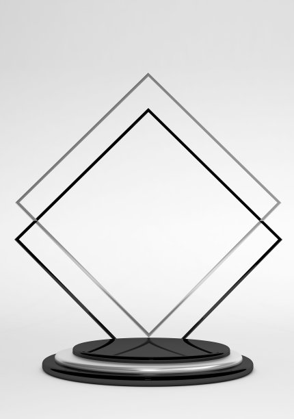 3D最小圆柱体平台与几何框架隔离在白色背景。图片下载