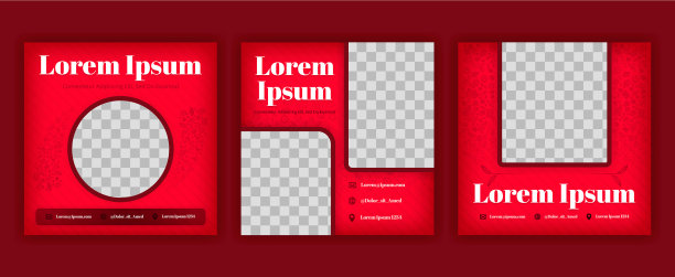 红色食物和餐厅社交媒体包图片下载