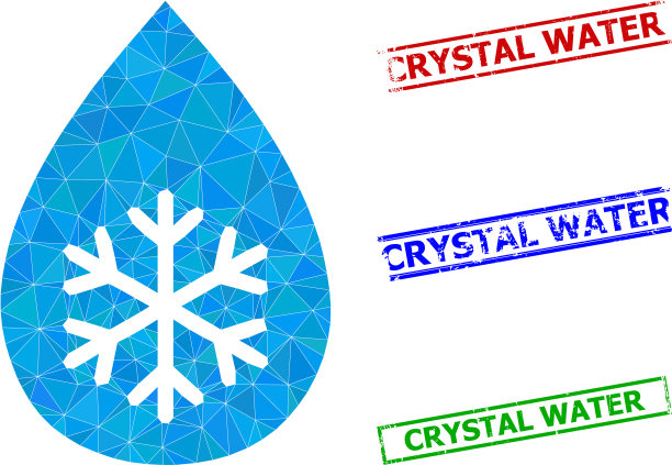 雪新鲜滴三角形图标和垃圾水晶图片下载
