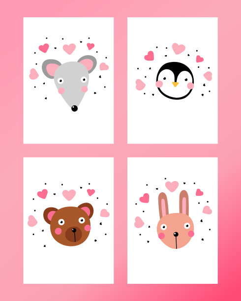 用可爱的动物制作贺卡图片下载