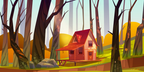 木棚屋在秋天的森林老棚屋图片下载