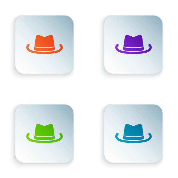 颜色西部牛仔帽图标孤立在白色图片下载