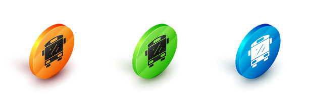 等距总线图标孤立在白色背景上图片下载