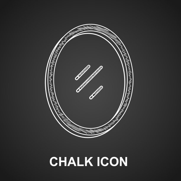 粉笔镜图标孤立在黑色背景图片下载