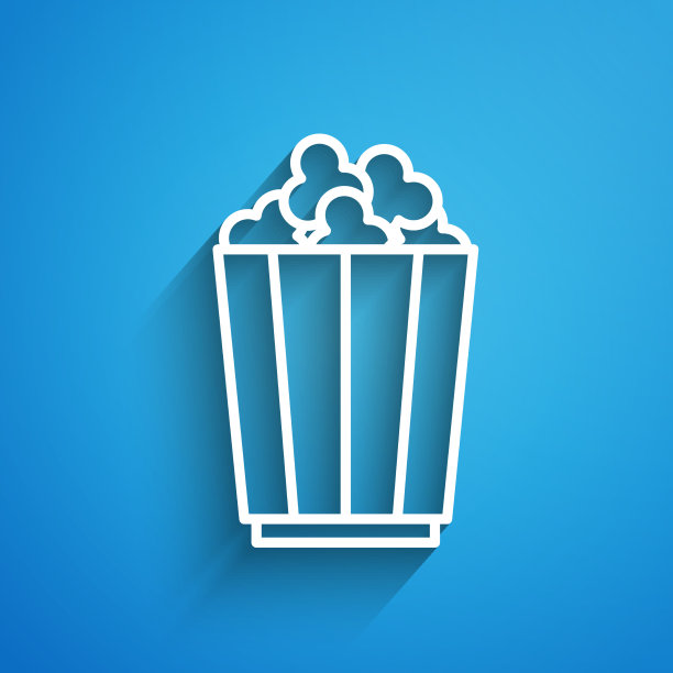 白线爆米花在纸盒图标孤立图片下载