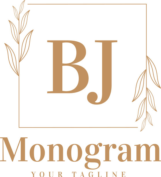 Bj首字母标志设计具有女性化风格图片下载
