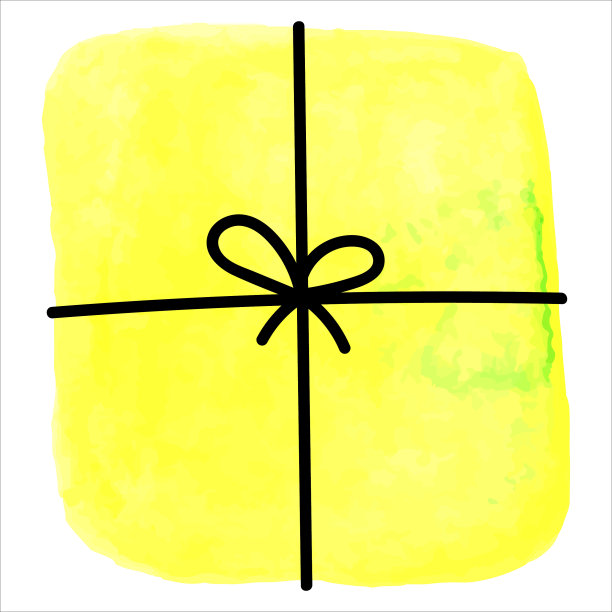 黄色的方形盒子，带一个蝴蝶结作为礼物图片下载