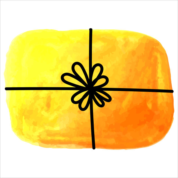 一个带蝴蝶结的黄色长方形礼盒图片下载