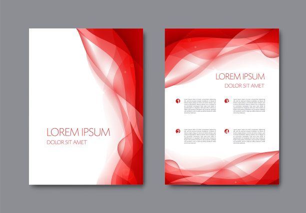 设置红色波浪抽象封面小册子图片下载