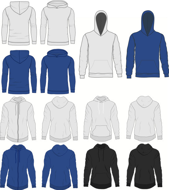 帽衫时尚运动衫模板的正面和背面图片下载