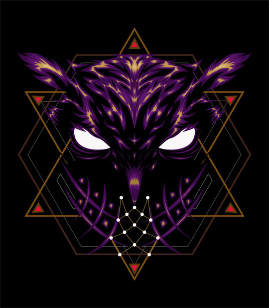 标志猫头鹰，插画猫头鹰精神象征。图片下载