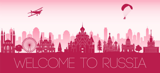 俄罗斯著名地标古董飞机飞过图片下载