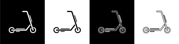 设置摩托车送货图标隔离在黑色和图片下载