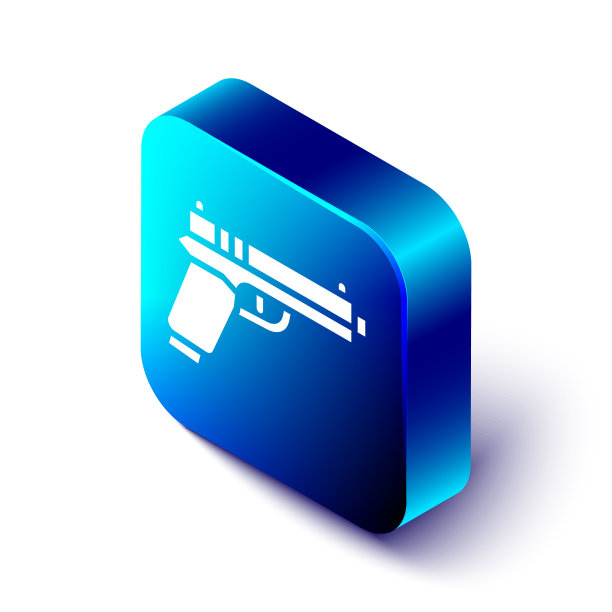 等距手枪或枪的图标孤立在白色图片下载