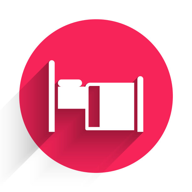 白色病床图标孤立与长影子图片下载