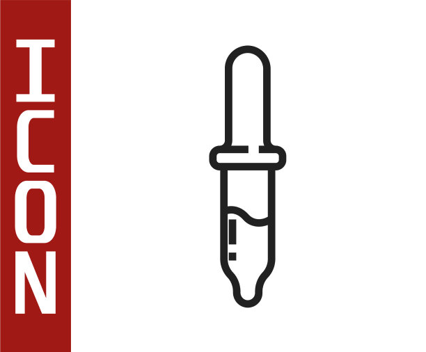 黑色线移液管图标孤立在白色上图片下载