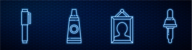 设置线画笔管与油漆调色板图片下载