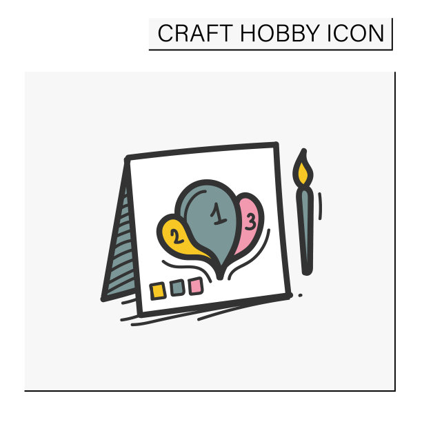 绘画数字彩色手绘图标图片下载